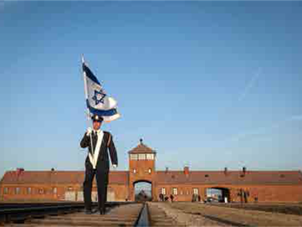 A member of the Knesset Guard at the Auschwitz extermination camp