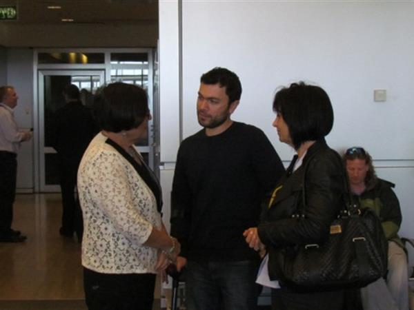 Olympic Judo medallist Arik Ze'evi, an Olympic Judo medallist (Athens 2004) at the inauguration ceremony of the Sports Exhibition at Ben Gurion Airport.